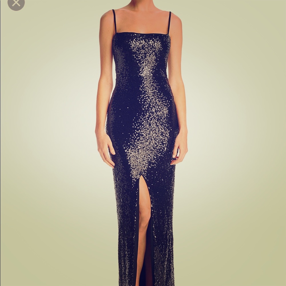 Nookie sequin gown with slit